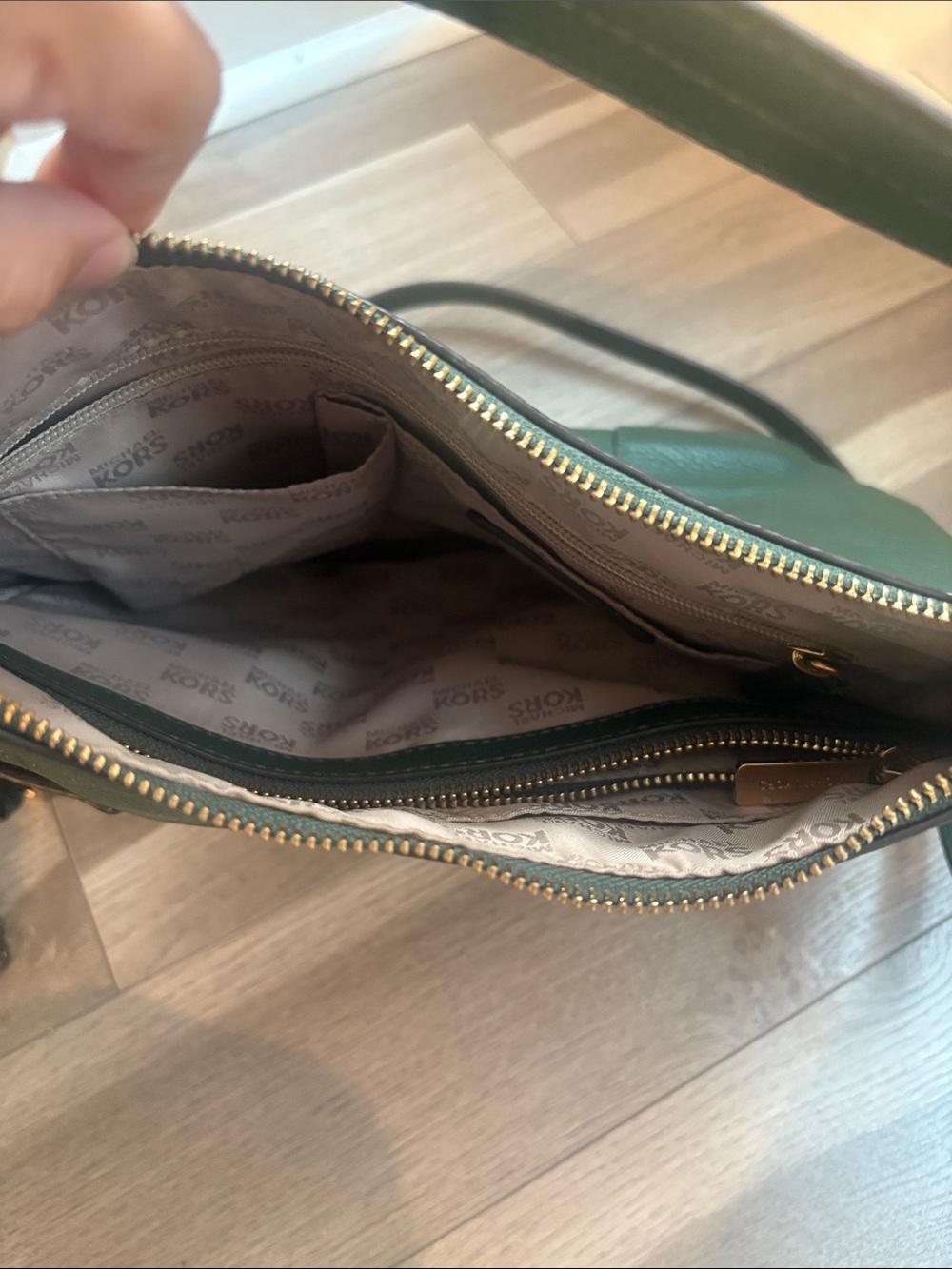 Michael Kors Forest Green Pebbled Leather Hobo Shoulder Bag - Picture 6 of 9